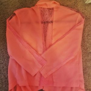 Super cute hot pink blazer with lace accents